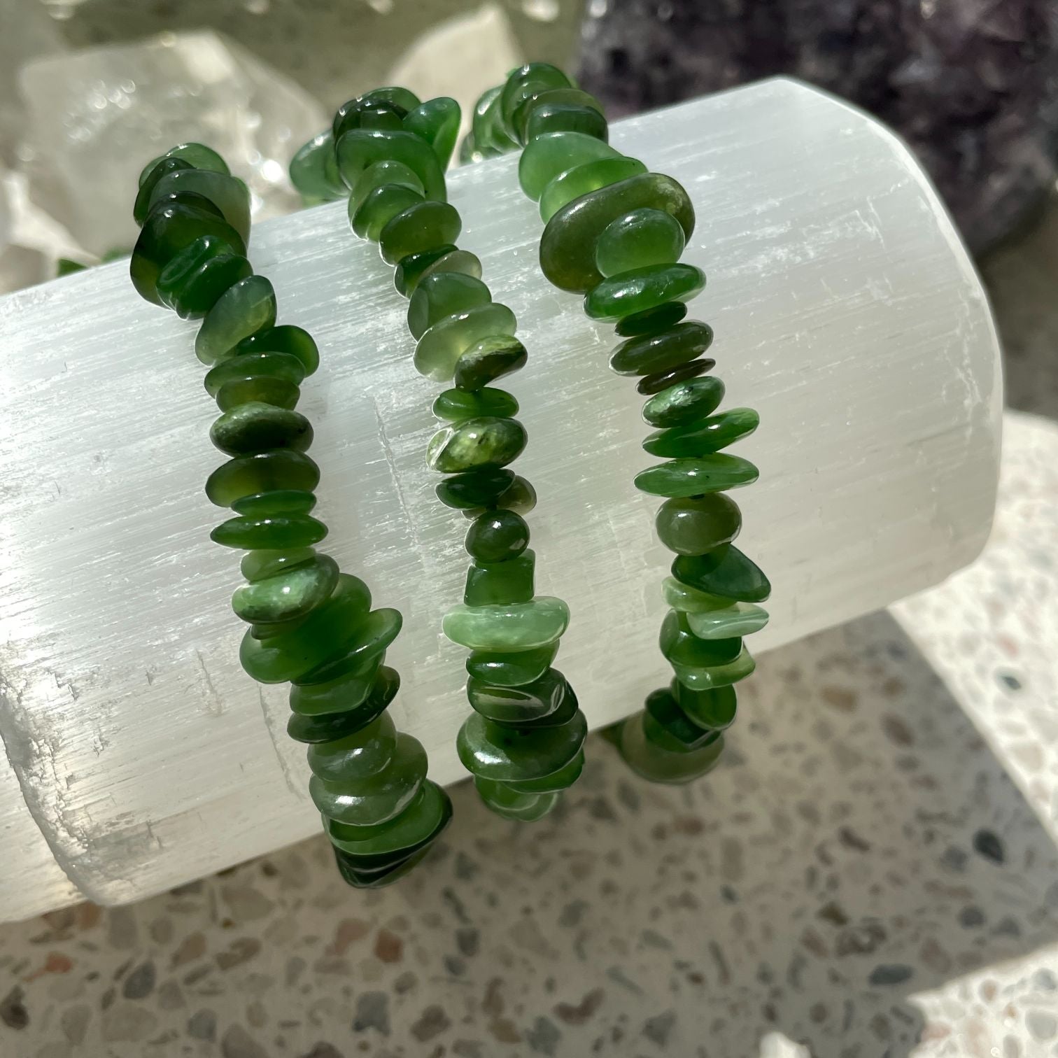 Nephrite Jade Chip Bracelet Nephrite Jade Chip Bracelet